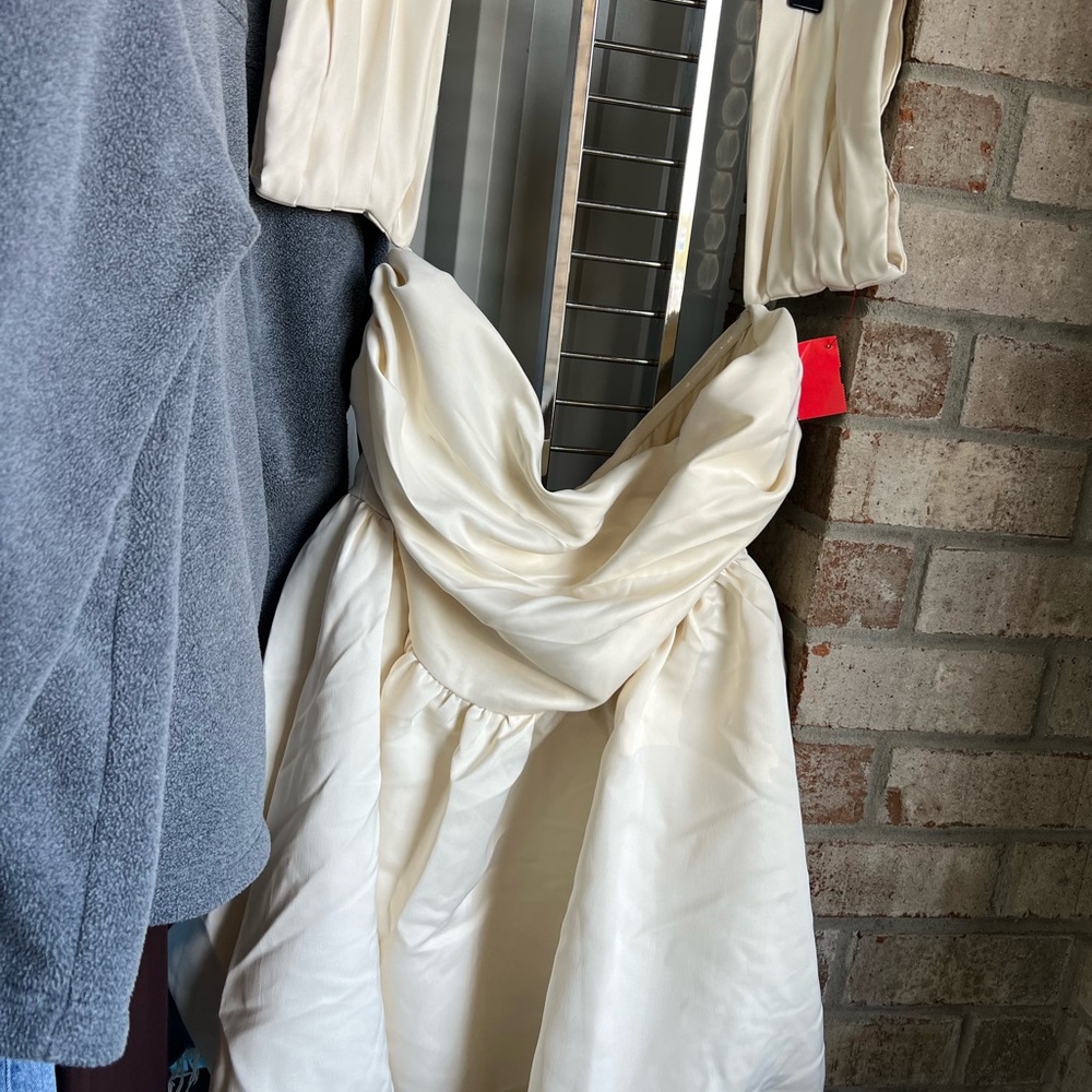 Fashion Nova Cream Prom Dress